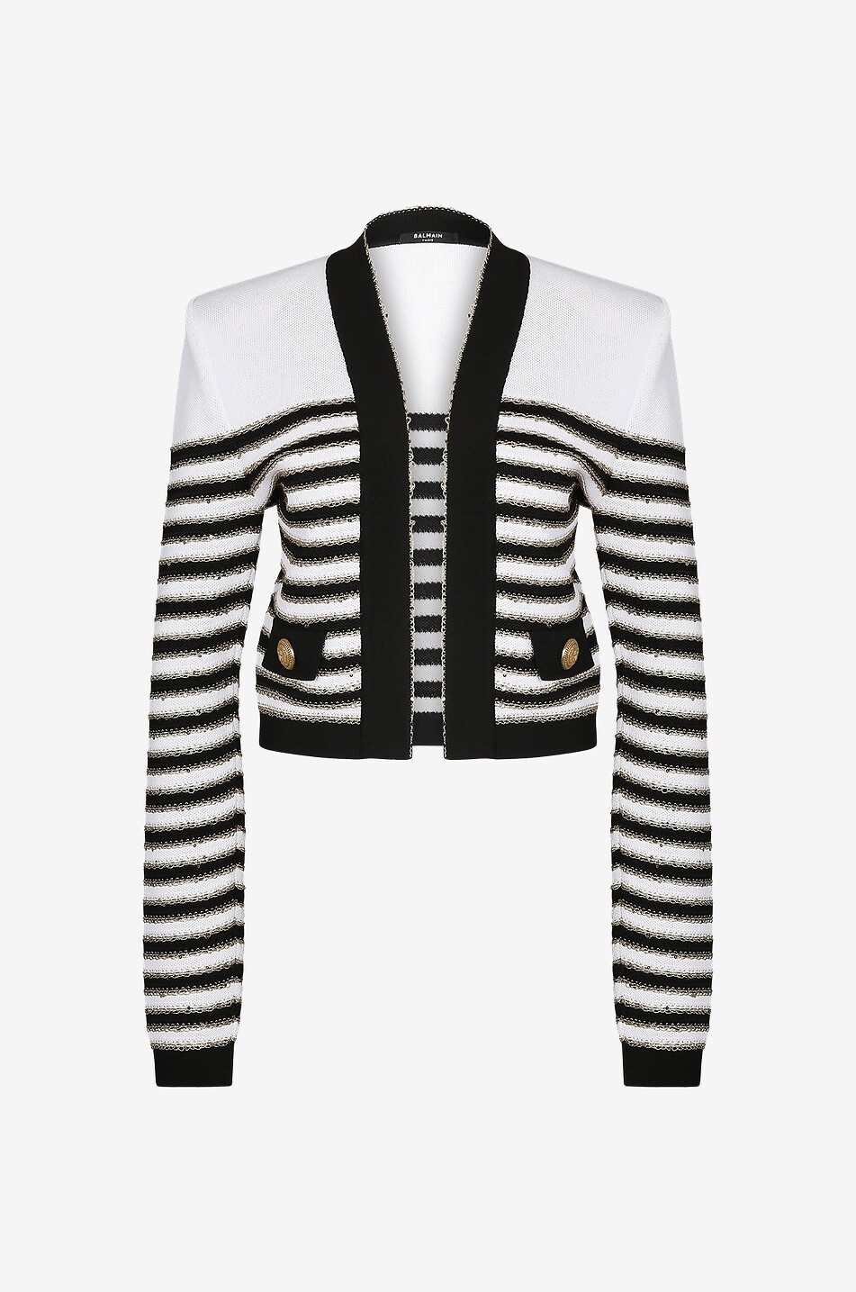 BALMAIN Cardigan rayé scintillant esprit veste en tweed Femme MULTICOLORE 1