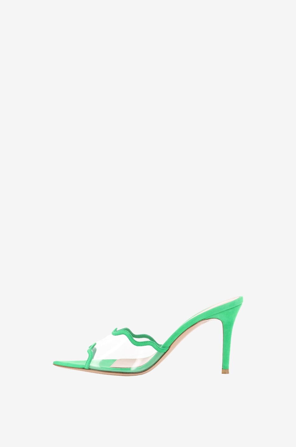 GIANVITO ROSSI Mules à talon en daim et plexiglass 85 Femme VERT 3