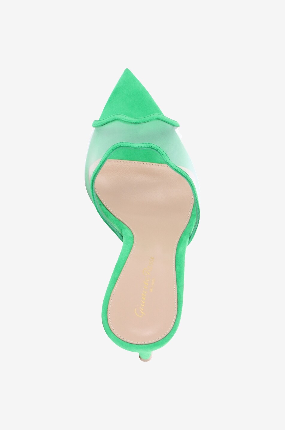 GIANVITO ROSSI Mules à talon en daim et plexiglass 85 Femme VERT 5