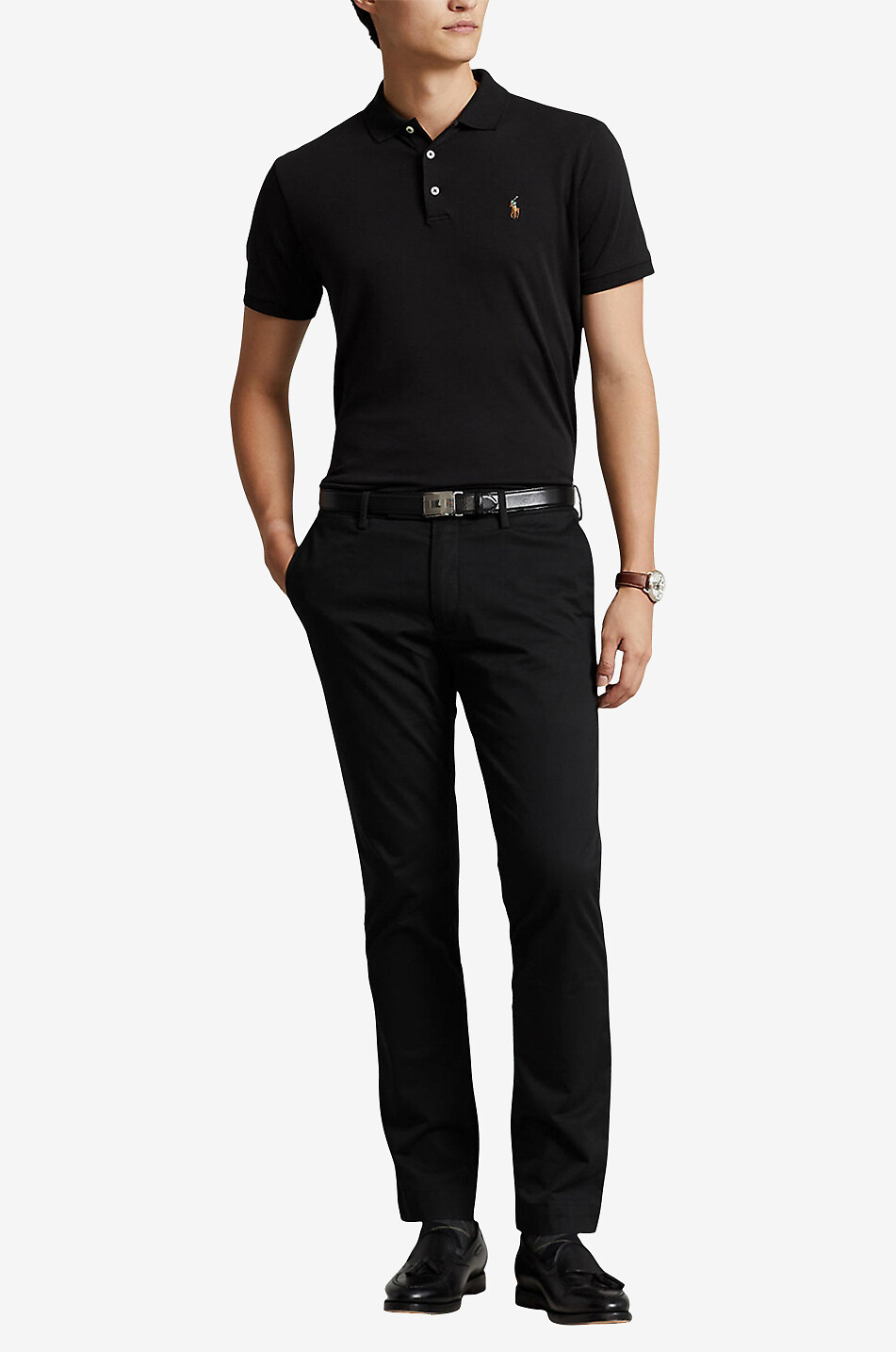 POLO RALPH LAUREN Custom Slim Fit Pony soft cotton polo shirt Men BLACK 4