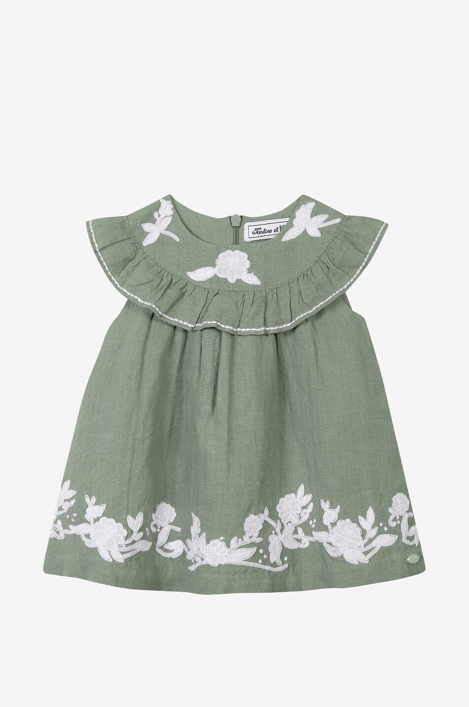 Robe bébé en chambray brodée fleurs