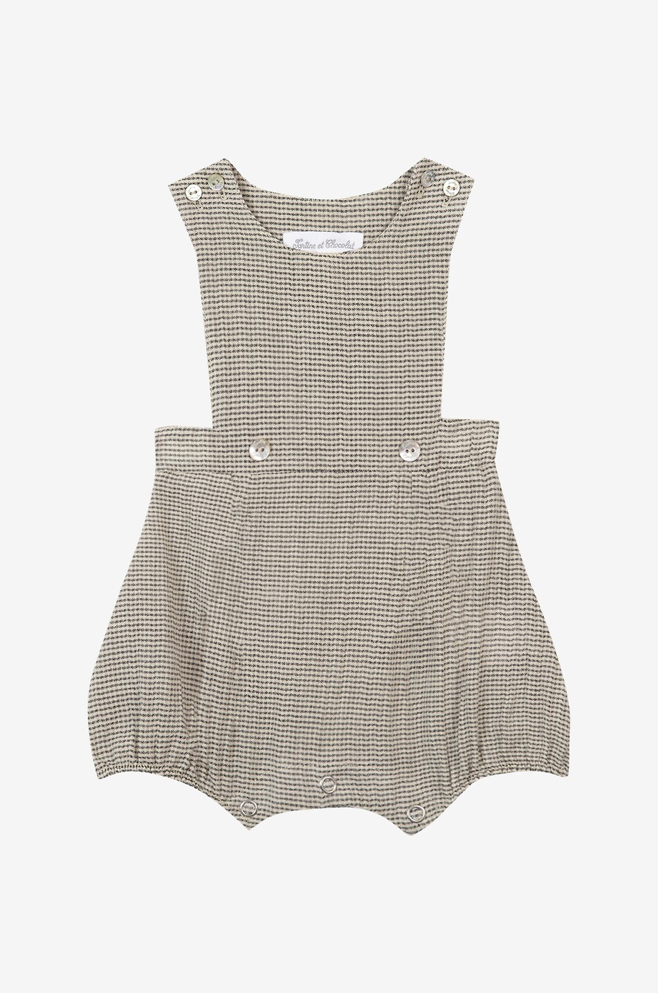 Gingham check baby short dungarees