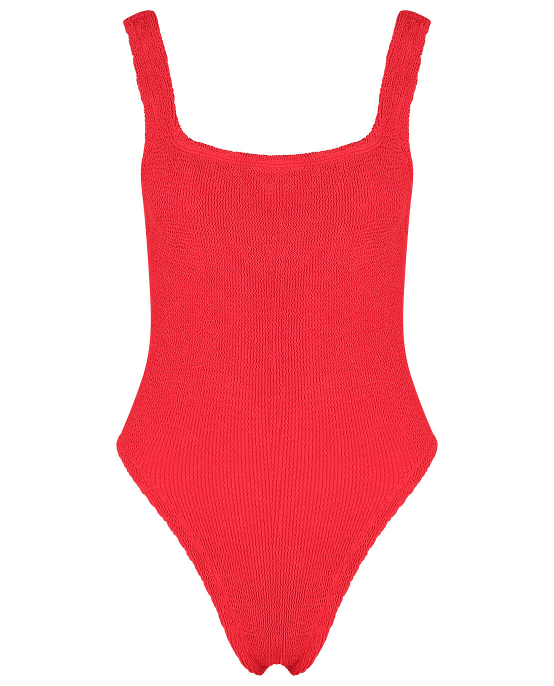 HUNZA G Square Neck Swim seersucker one piece swimsuit Women RED 1