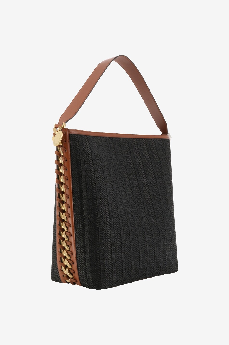 Frayme raffia and faux leather tote bag