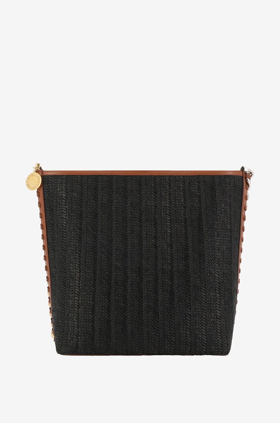 Frayme raffia and faux leather tote bag