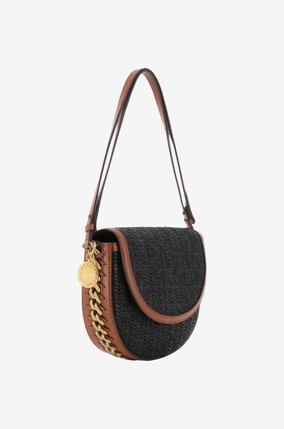 Sac porté épaule en raphia et cuir synthétique Frayme Medium