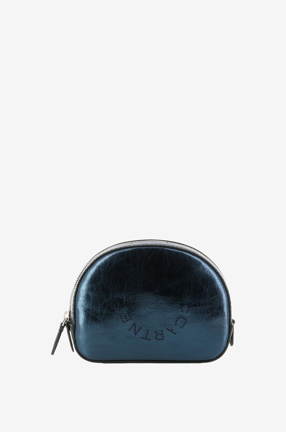 Stella Logo metallic faux leather cosmetics case