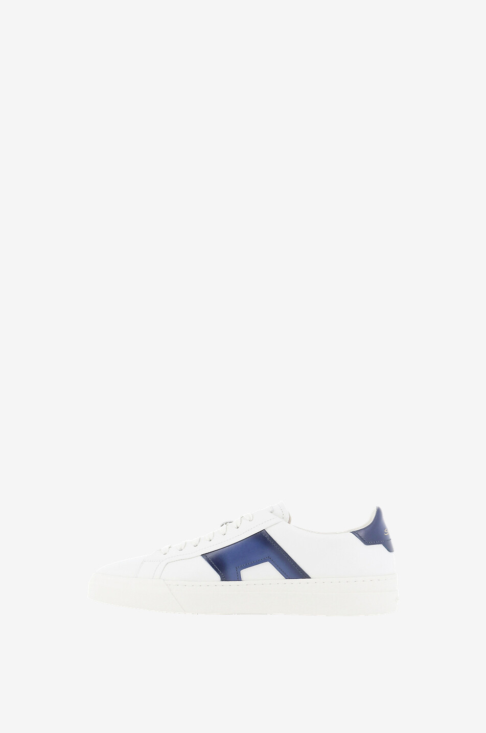 SANTONI Double Buckle leather lace-up low-top sneakers Men WHITE 3