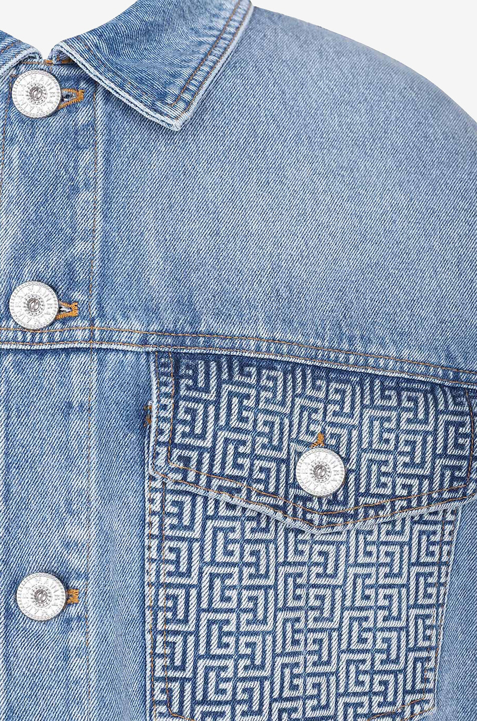 BALMAIN Oversize-Jeansjacke mit Monogrammen Herren BLAU 3