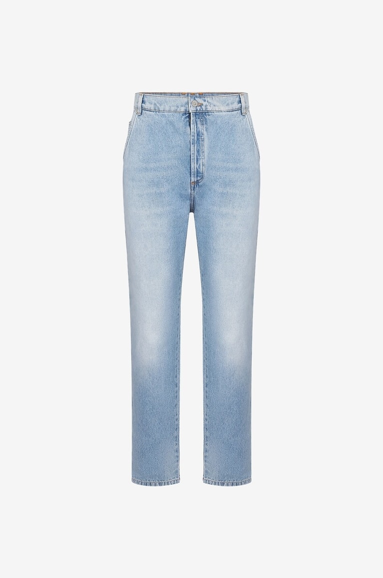 BALMAIN Jean droit délavé motif monogrammes Homme BLEU 1