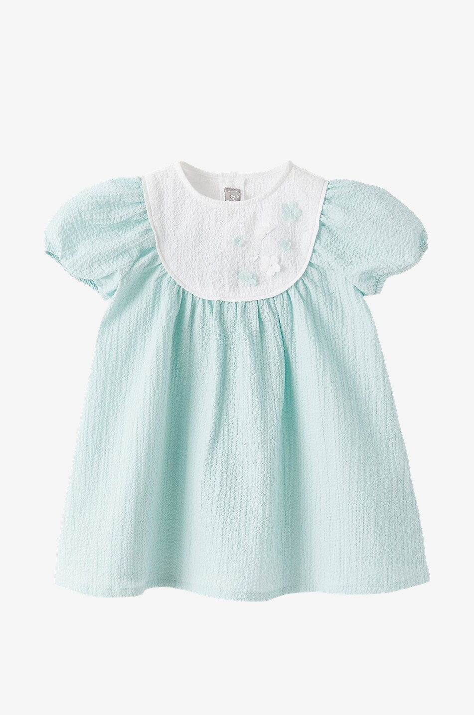 Robe bébé en seersucker ornée de fleurs
