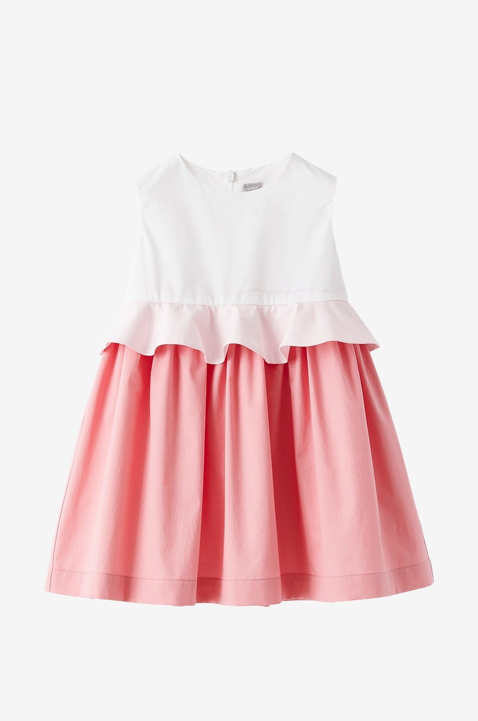 Sleeveless baby dress with satin ruffle