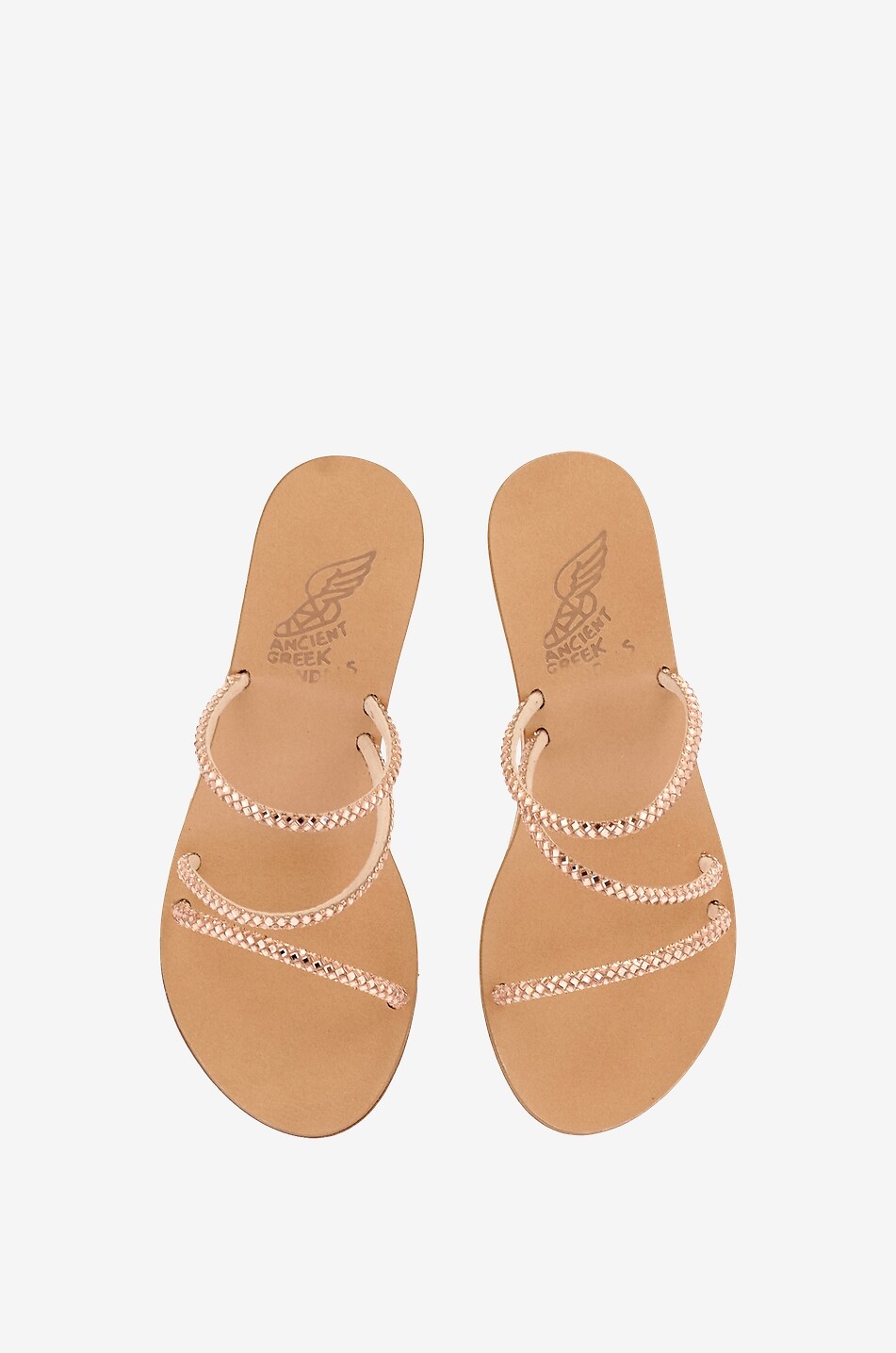ANCIENT GREEK SANDALS Mules compensées en cuir métallisé Polymiti Low Wedge Femme BEIGE 4