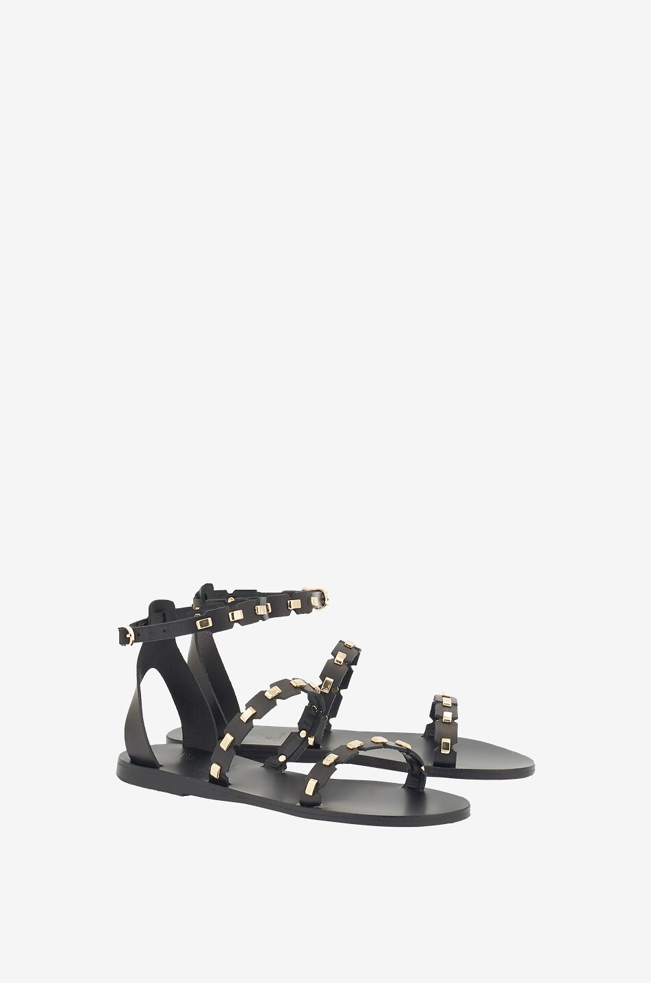 ANCIENT GREEK SANDALS Sandales plates en cuir à clous Coco Femme NOIR 2
