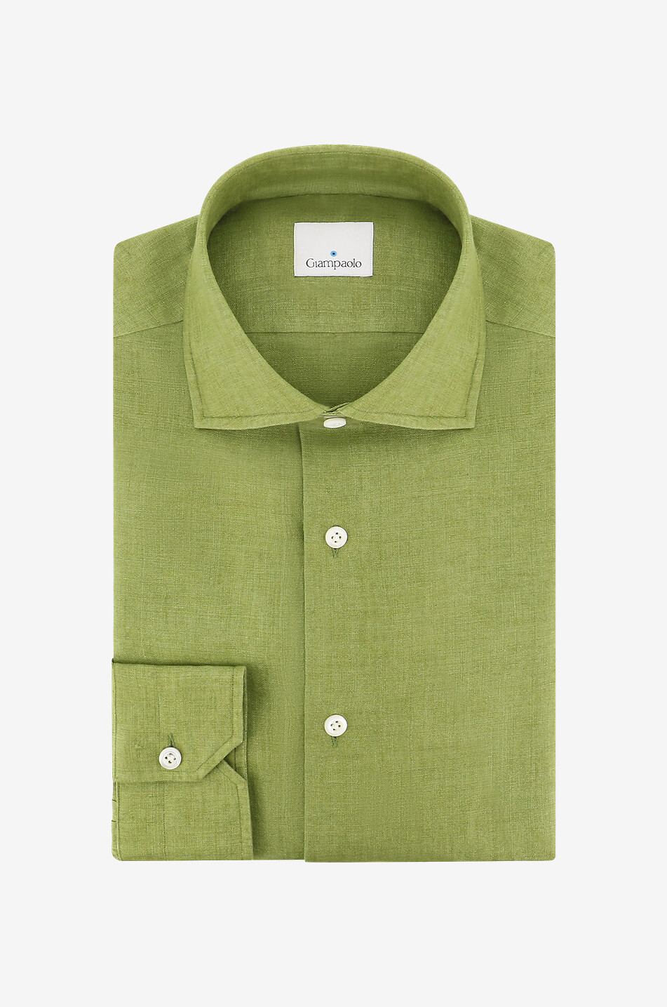 GIAMPAOLO Chemise à manches longues en lin Homme VERT MOYEN 1
