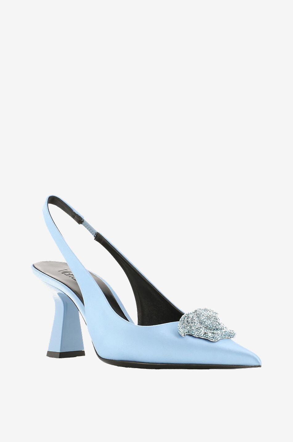 VERSACE Crystal La Medusa 70 satin slingback pumps Women BLUE 1
