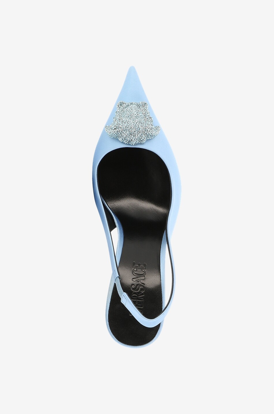 VERSACE Crystal La Medusa 70 satin slingback pumps Women BLUE 5