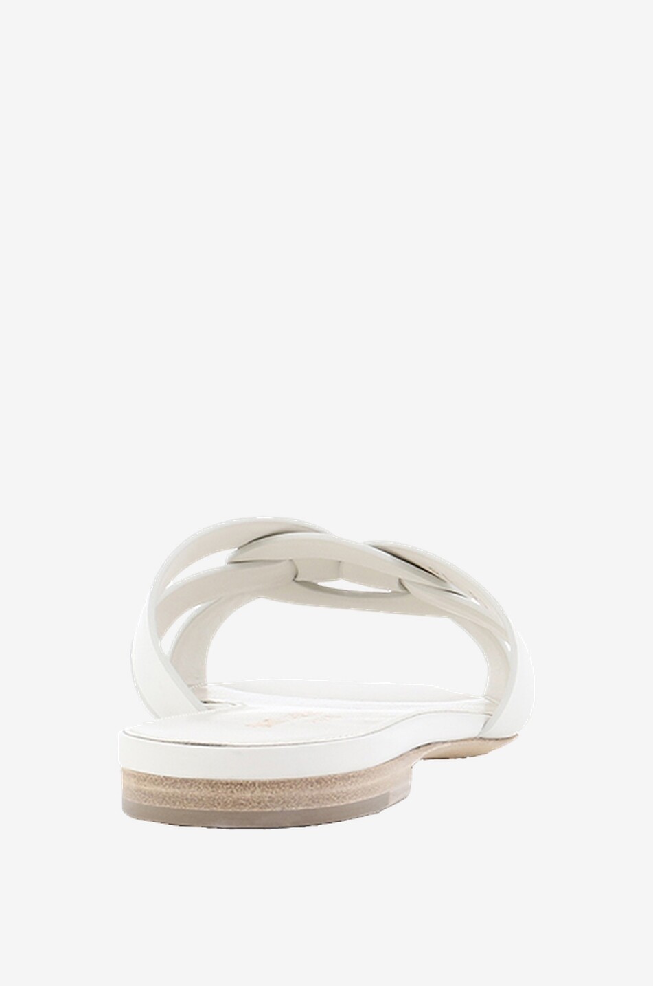 SAINT LAURENT PARIS Mules plates en cuir lisse Tribute 05 Femme BLANC 4