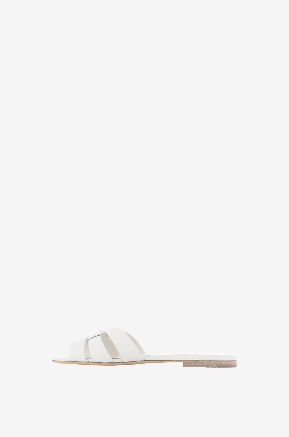 SAINT LAURENT PARIS Mules plates en cuir lisse Tribute 05 Femme BLANC 3