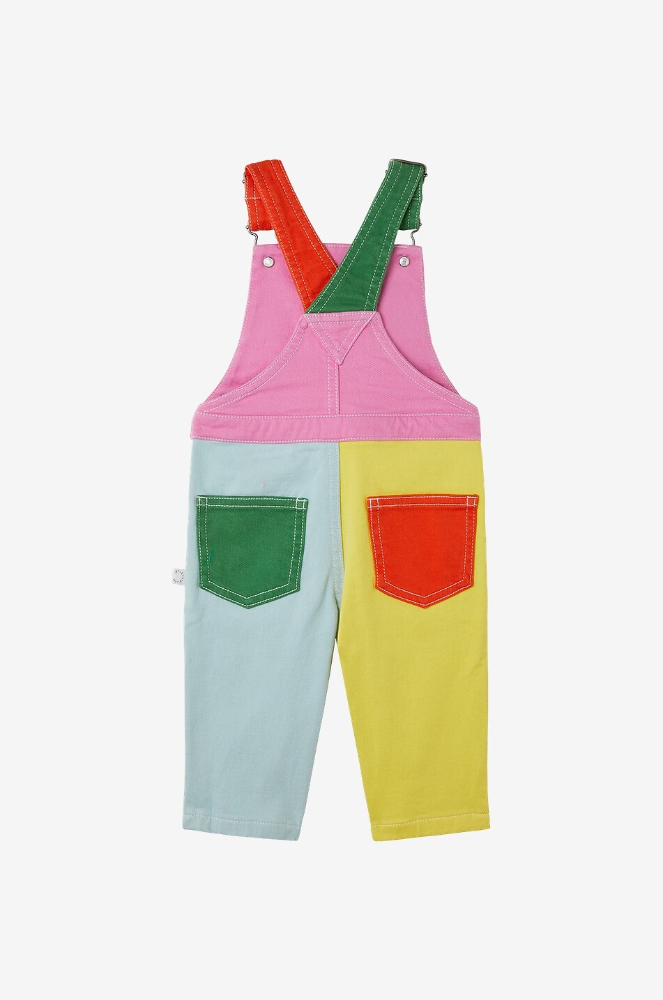 Parrots embroidered denim baby dungarees