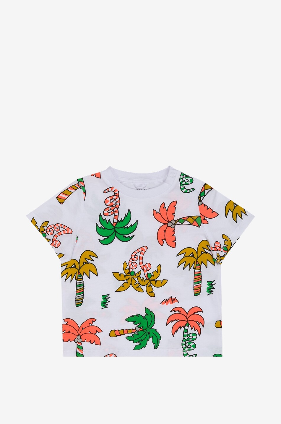 STELLA McCARTNEY KID Baby-Kurzarm-T-Shirt Palm Trees Baby WEISS 1