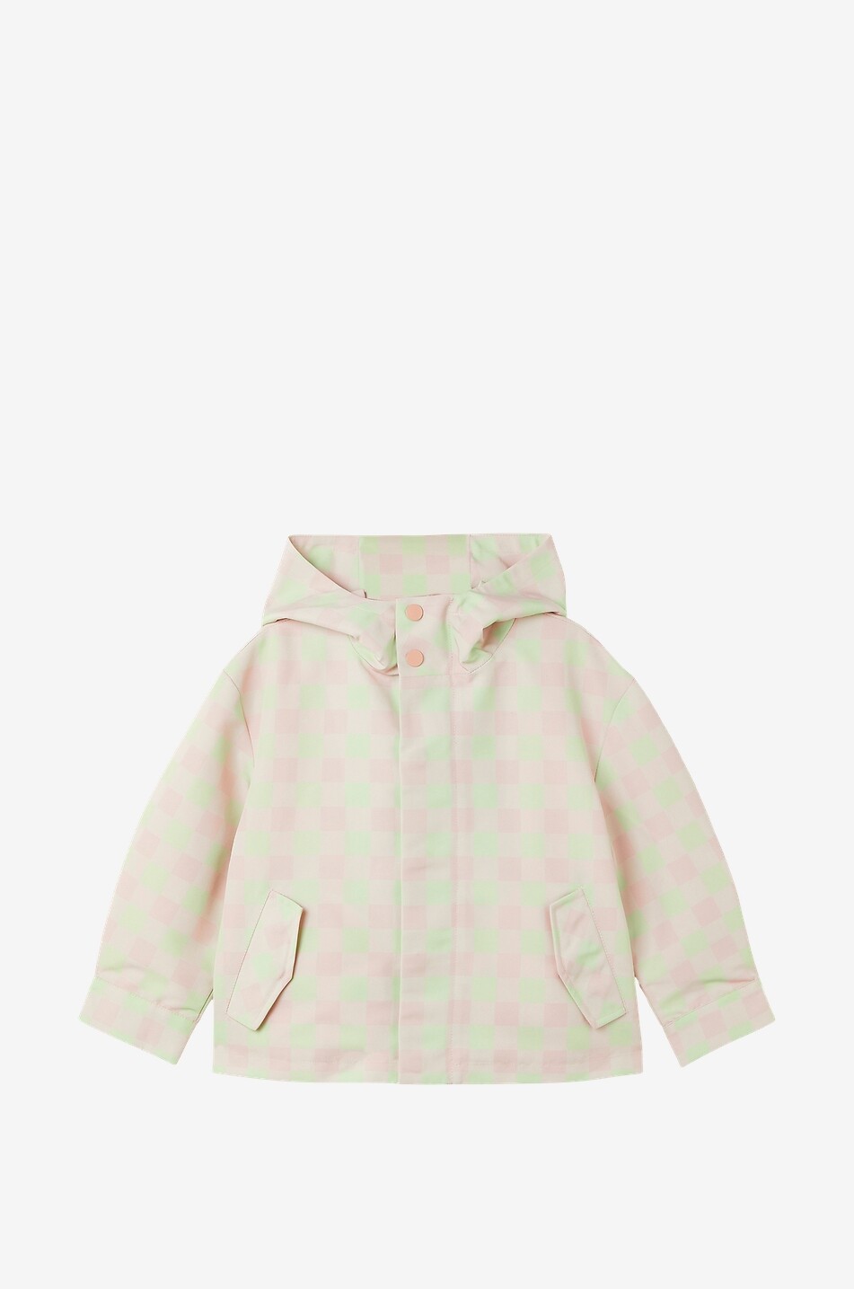 Mädchen-Regenjacke mit Kapuze und Vichykaros