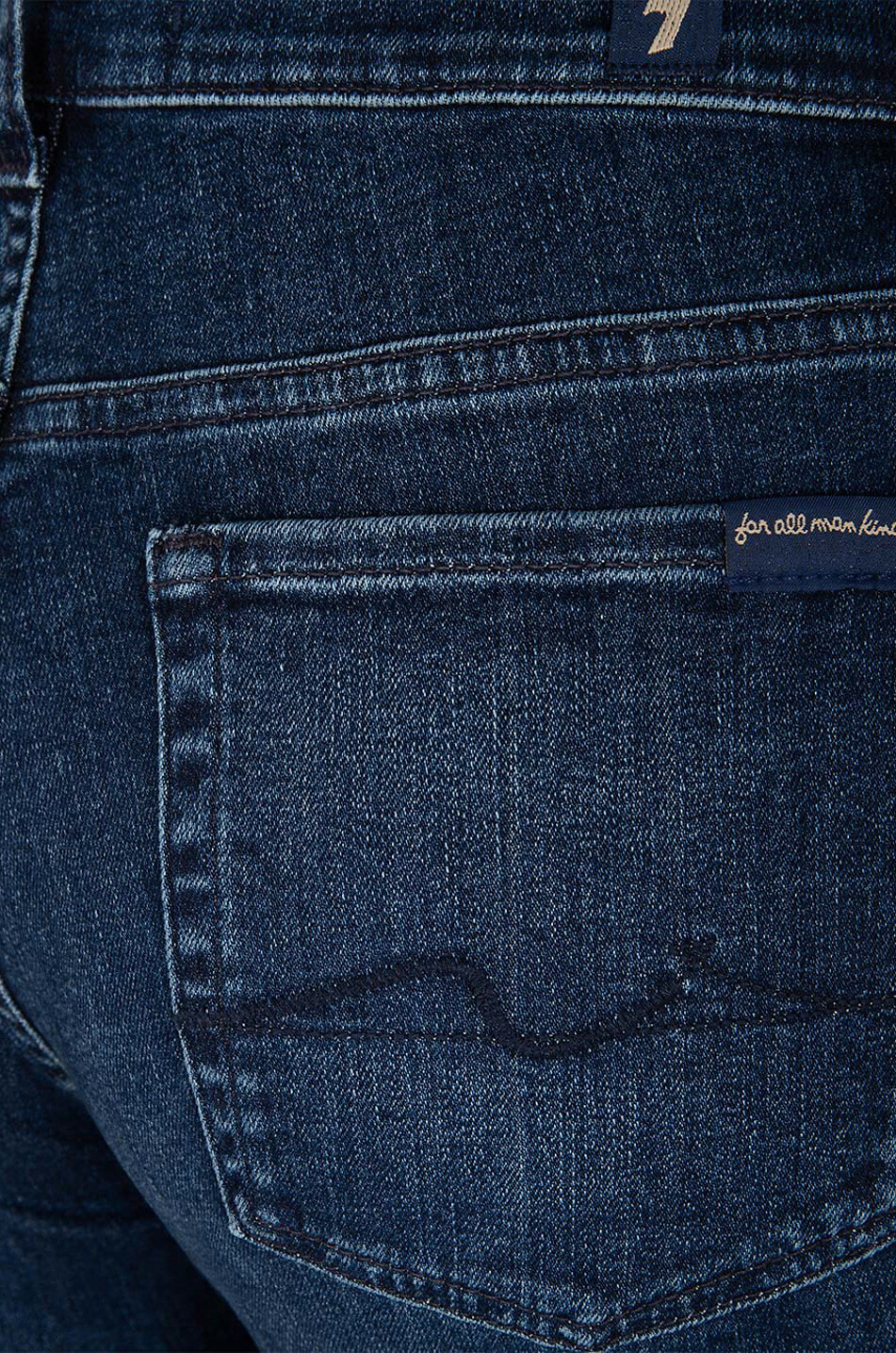 7 FOR ALL MANKIND Jean droit en coton The Straight Crop Soho Femme BLEU FONCE 3