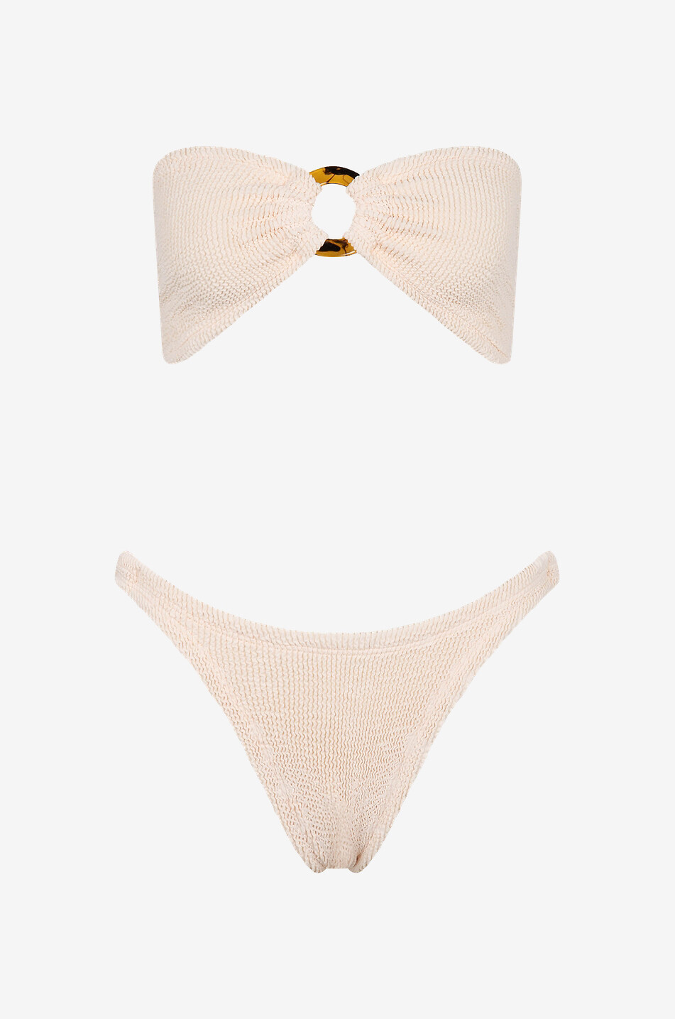 HUNZA G Gloria seersucker bandeau bikini Women Light beige 1