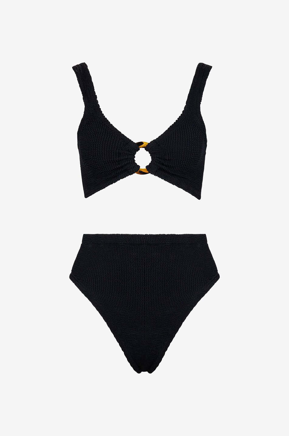 HUNZA G Maillot de bain deux pièces en seersucker Nadine Femme NOIR 1