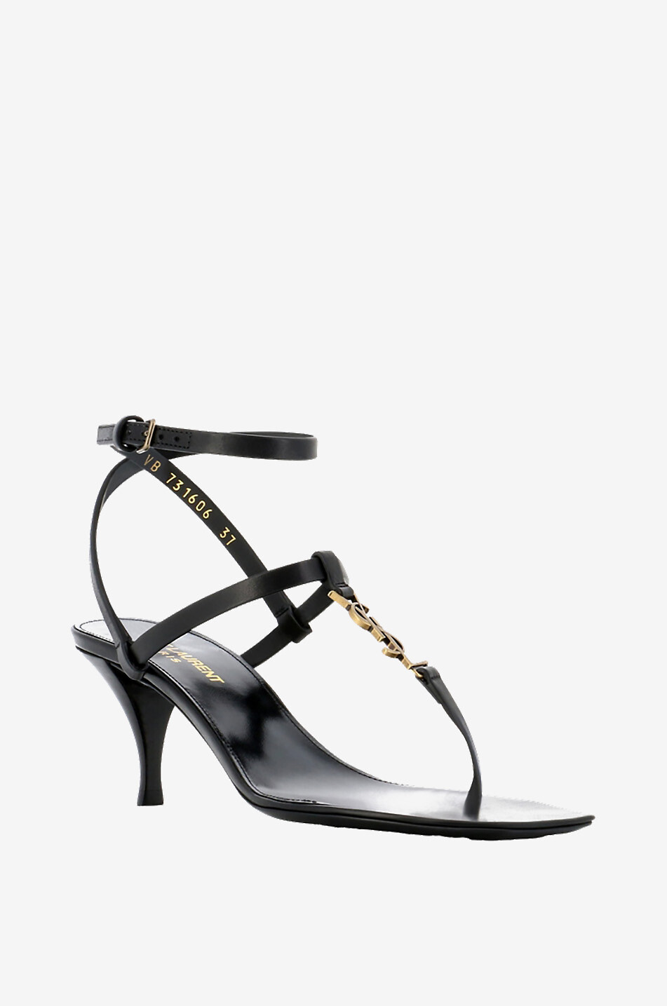 SAINT LAURENT PARIS Cassandra 60 square toe heeled smooth leather sandals Women BLACK 1