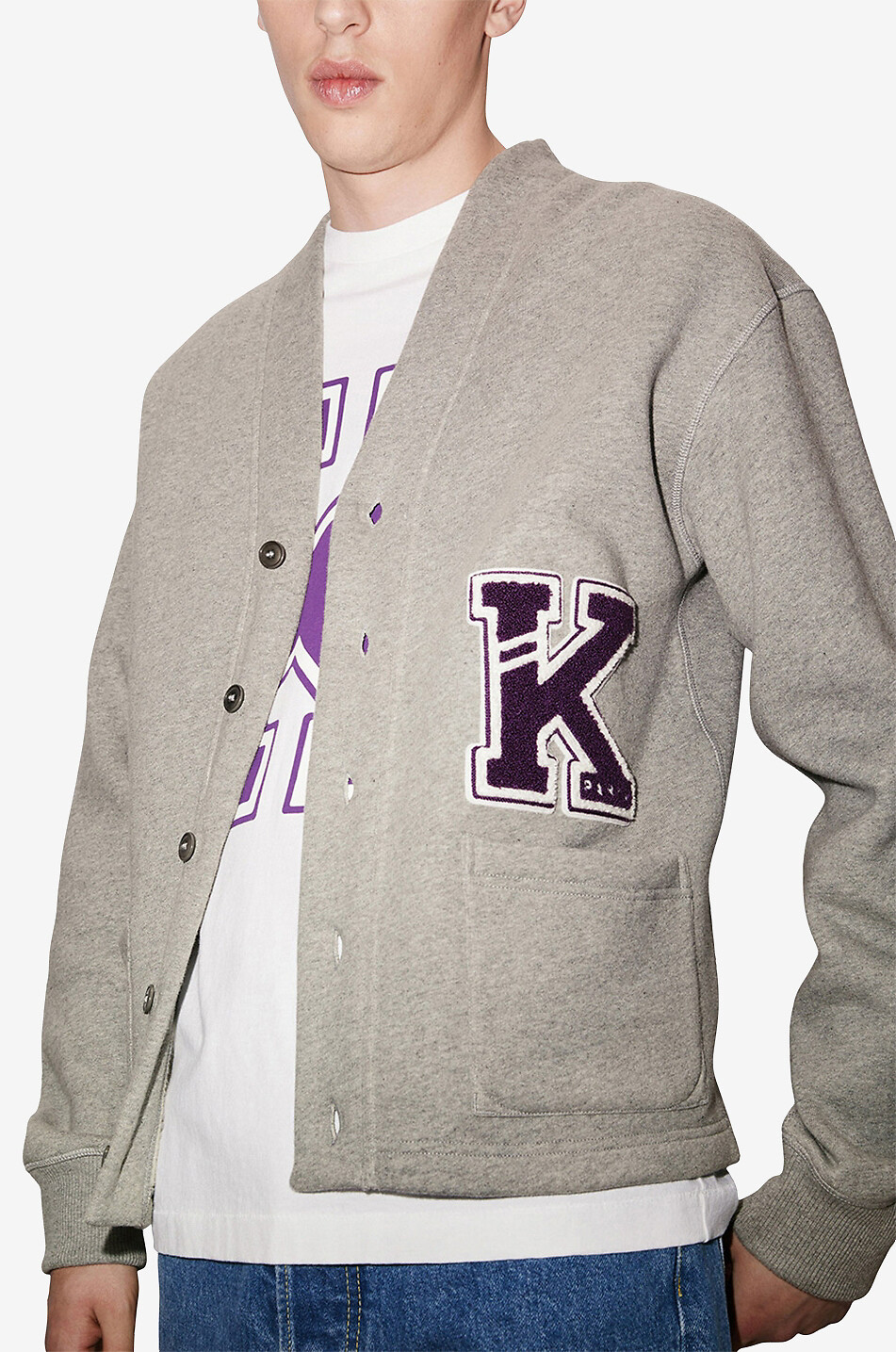 KENZO Geknöpfter Sweat-Cardigan Varsity K Herren GRAU 4