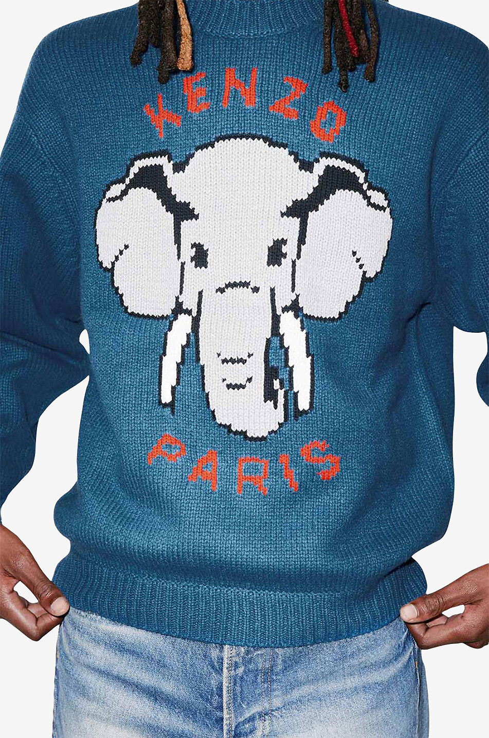 Eléphant wool and cotton round neck jumper