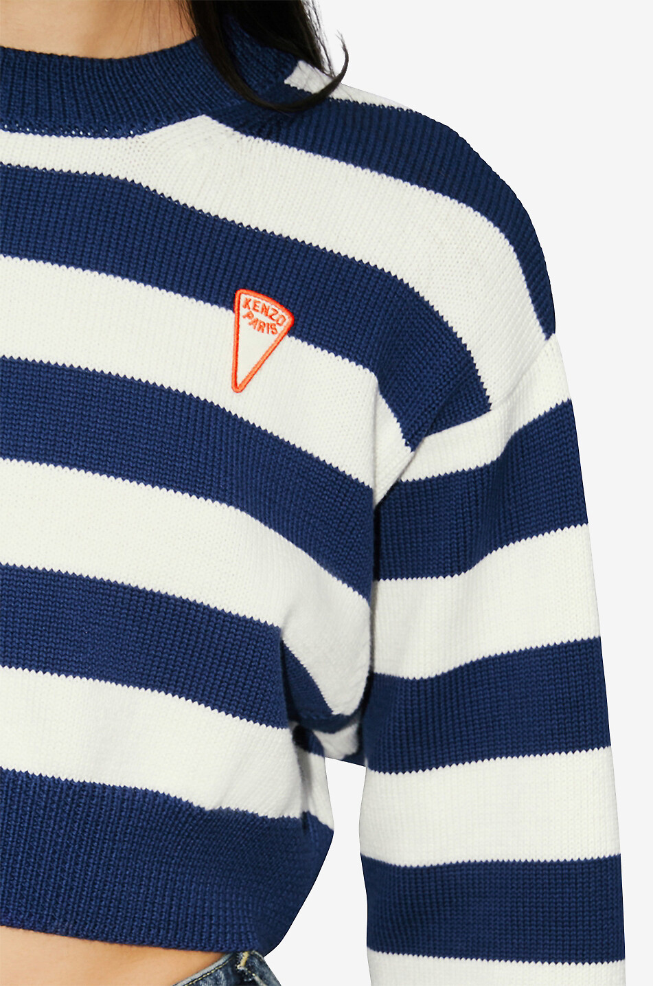 Pull raccourci à col rond en coton rayé Kenzo Sailor