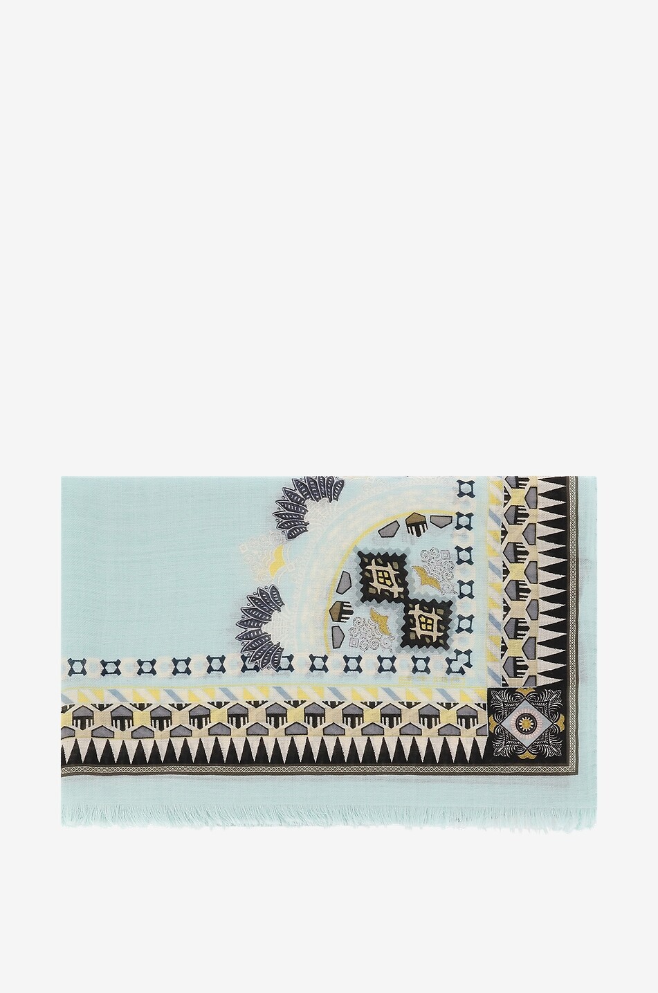 ETRO Feiner Woll- und Seidenschal mit Ethno-Muster Delhy Damen HELLBLAU 1