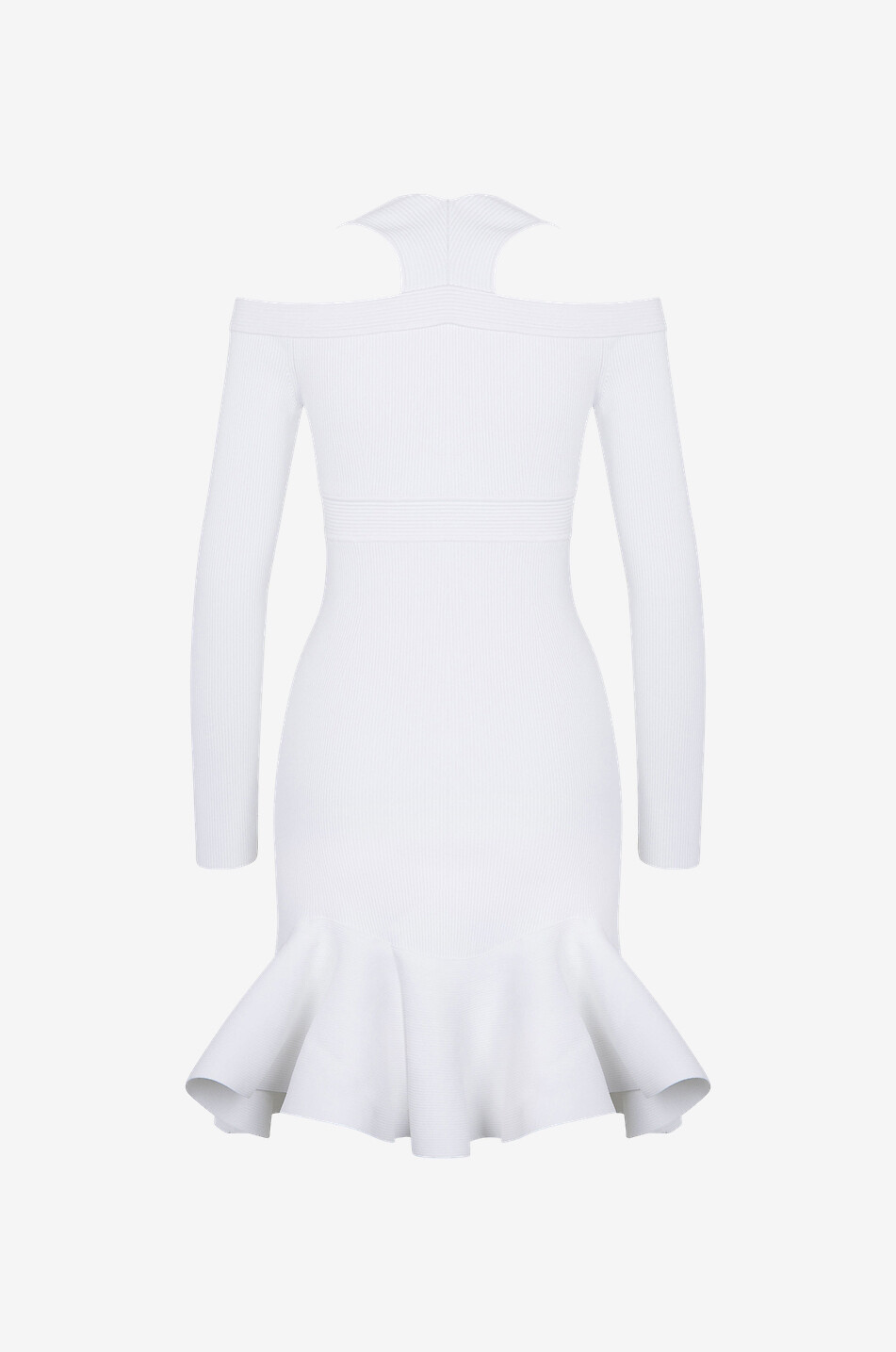 ALEXANDER McQUEEN Rippstrick-Minikleid mit Rüsche und Ausschnitten Damen CREMEFARBEN 2