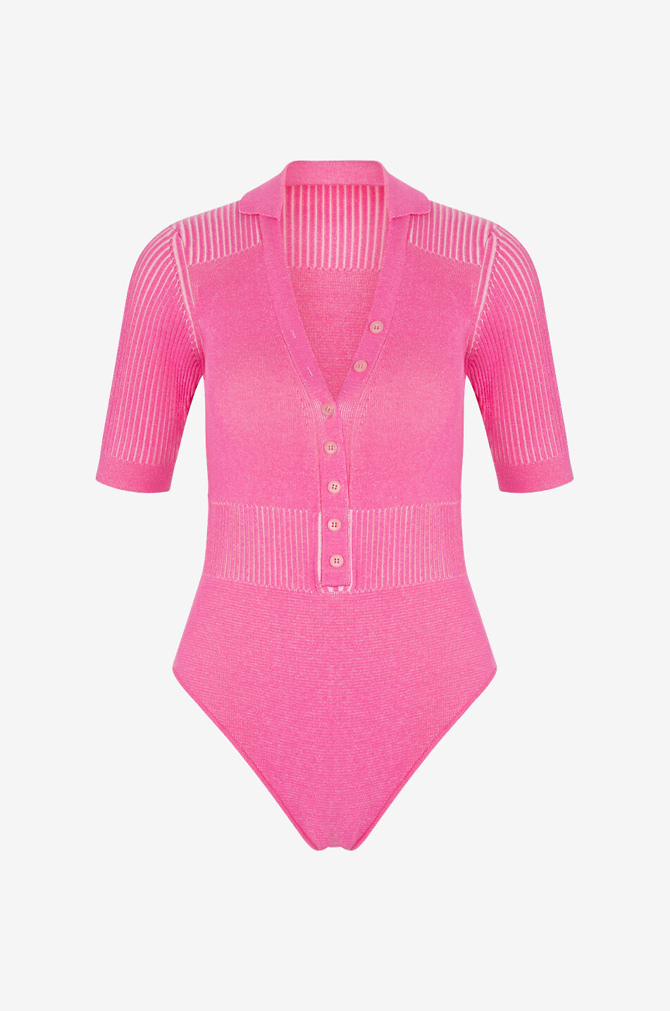 JACQUEMUS Le Body Yauco rib knit body suit Women PINK 1