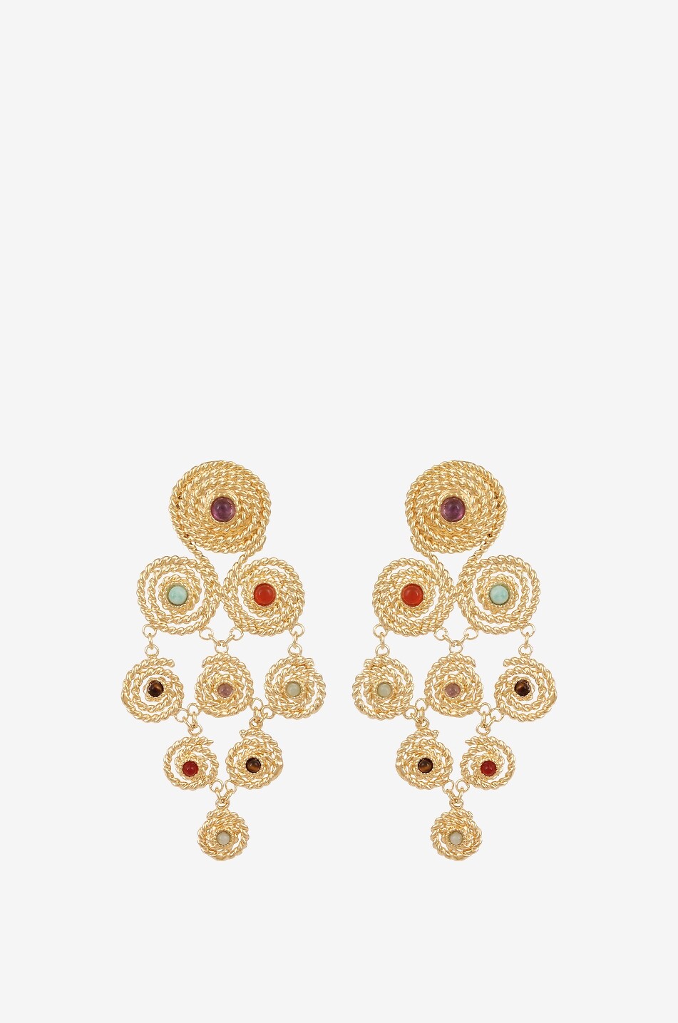 Lange goldene Ohrringe Mistral Cabochon