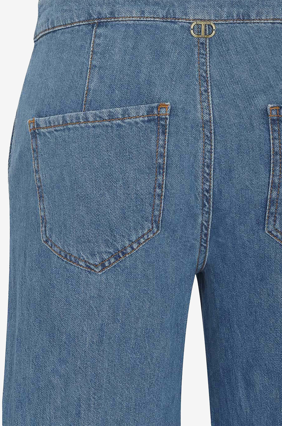 TWINSET Weite Jeans aus Baumwolle Damen MITTELBLAU 3