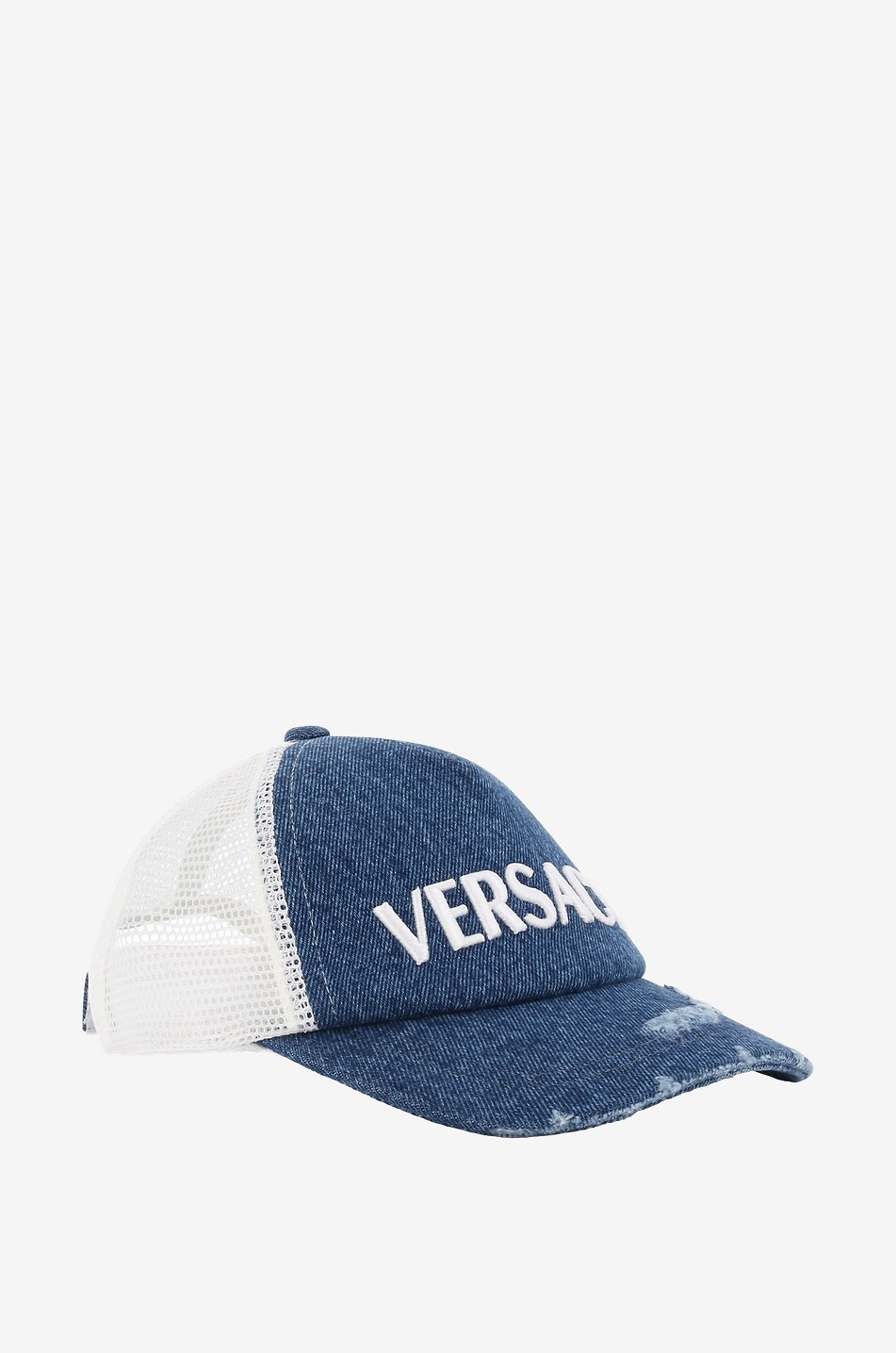 Casquette garçon en mesh et denim vieilli VERSACE