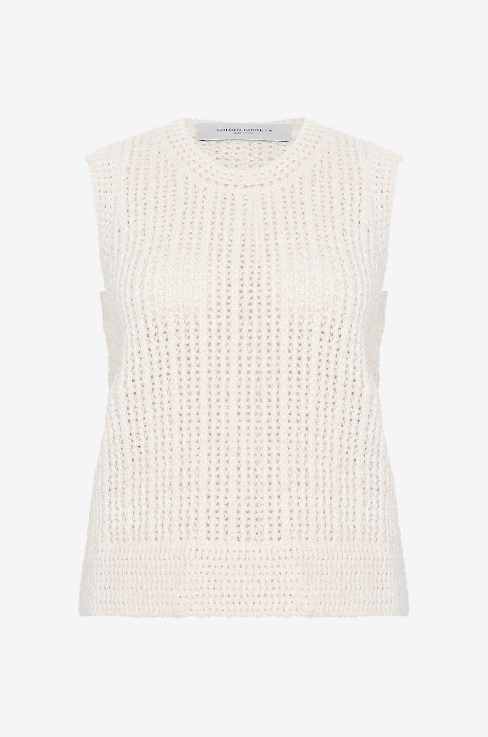 Gwendoline tweed effect openwork knit sleeveless jumper