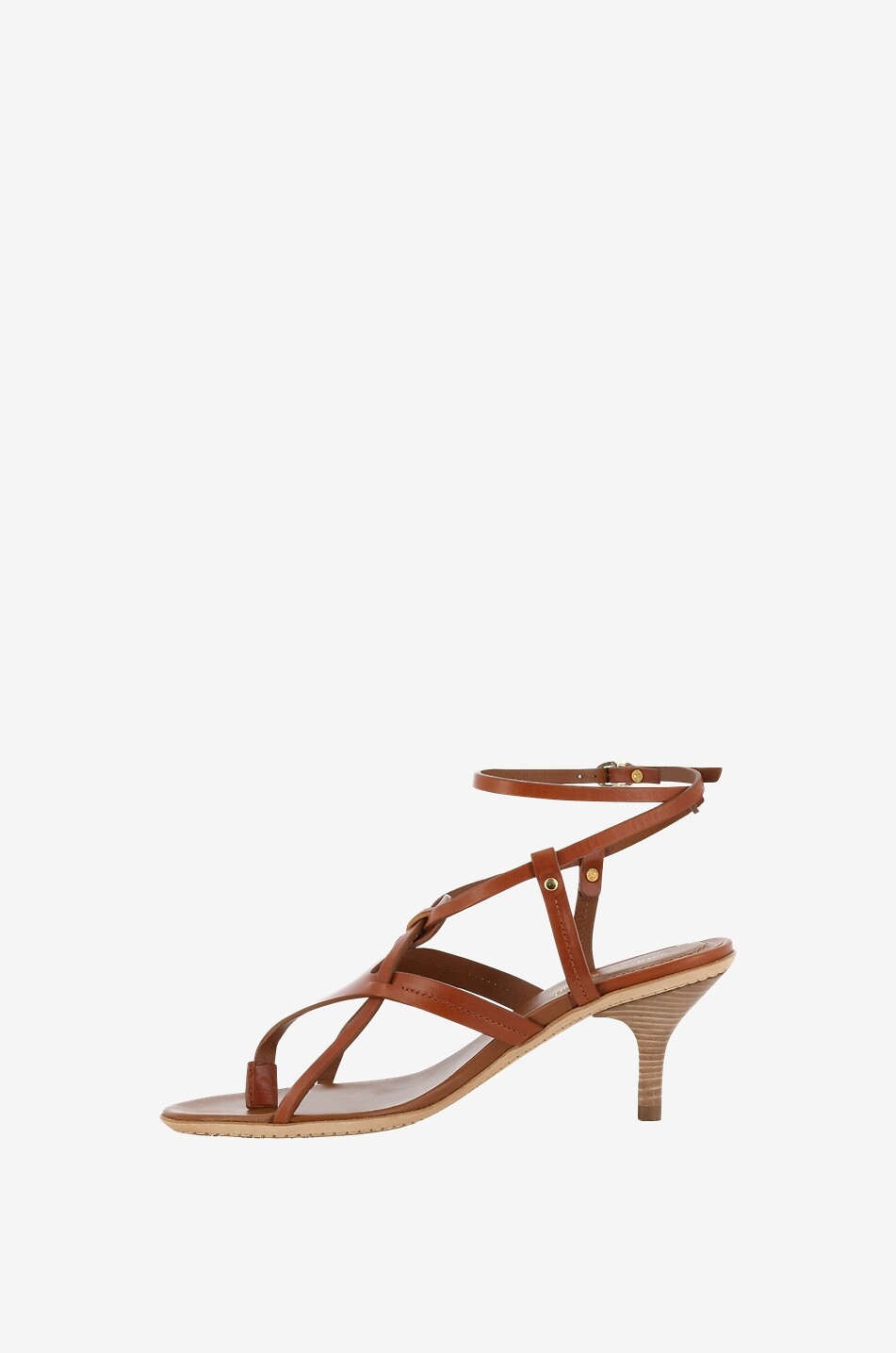 Sandales à talon en cuir