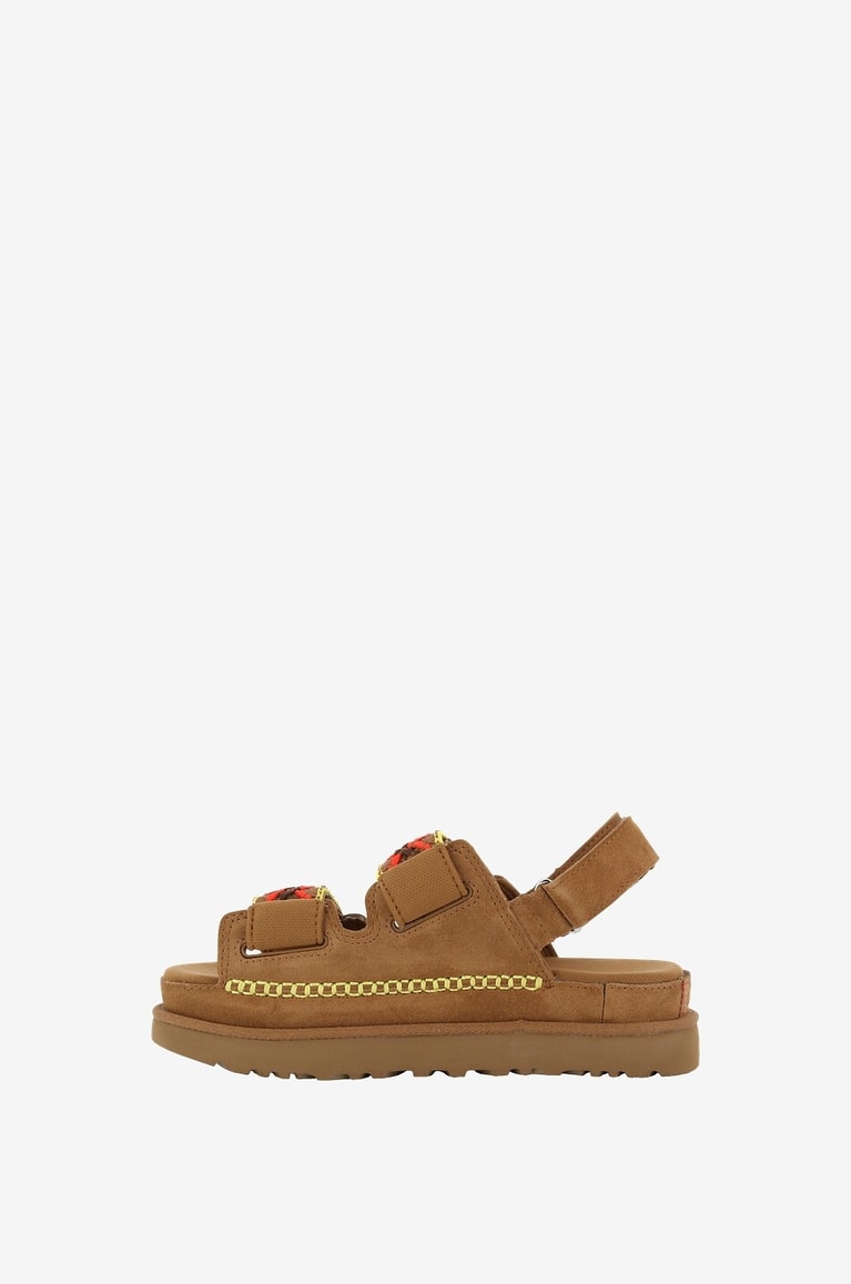 UGG Sandales en daim et tissu Goldenstar Heritage Braid Femme COGNAC 3