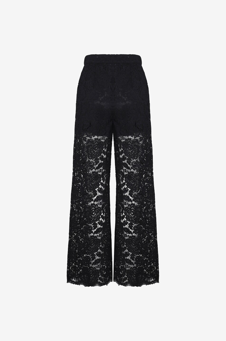 Ausgestellte geblümte Hose mit hoher Taille aus Spitze