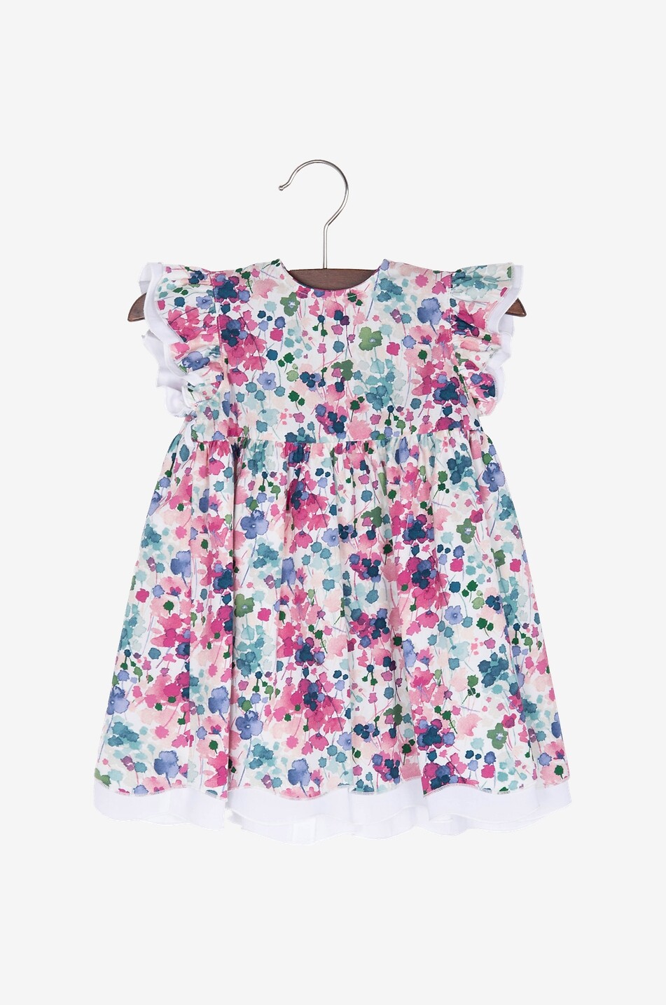 Ärmelloses Babykleid aus geblümter Baumwolle