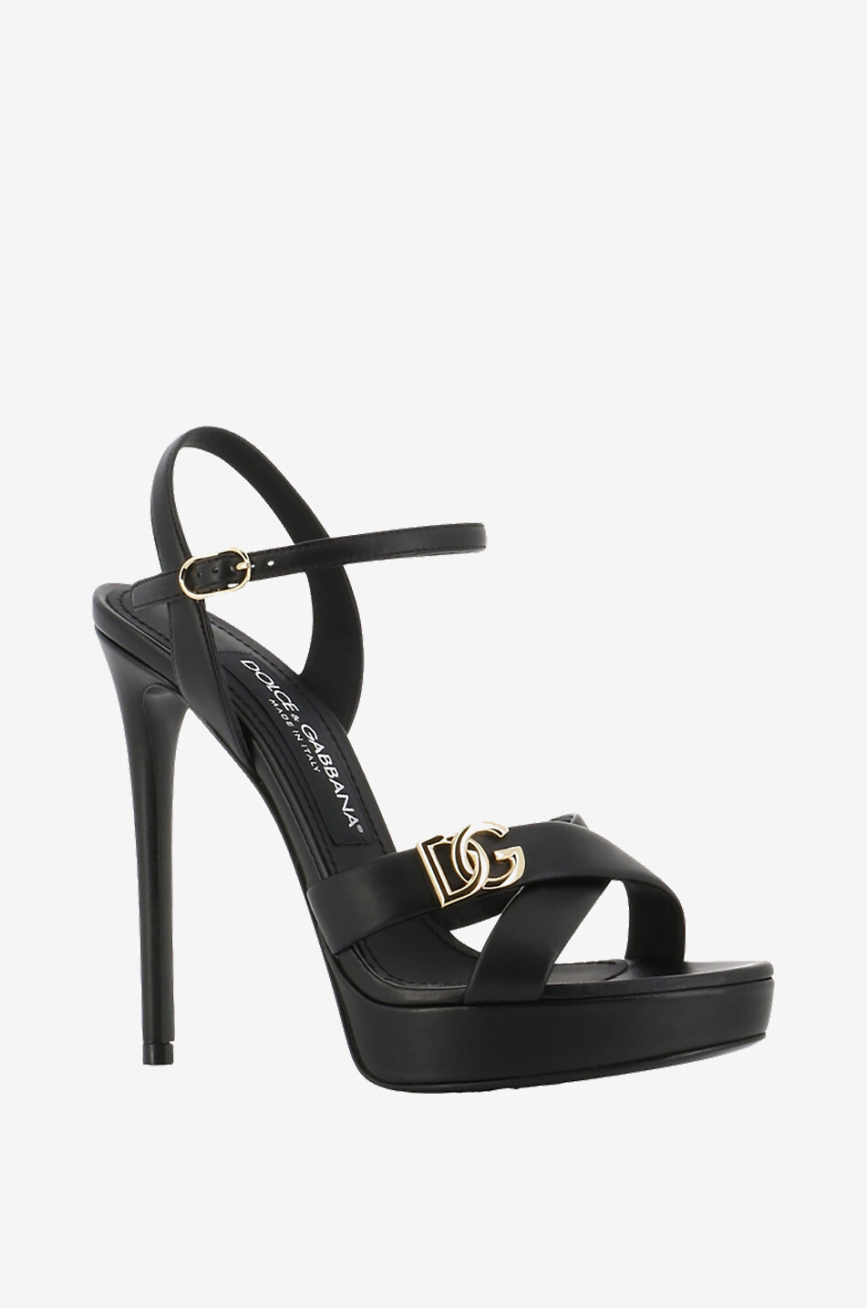 DOLCE & GABBANA Sandales à plateau et talon en cuir synthétique Keira 105 Femme NOIR 1