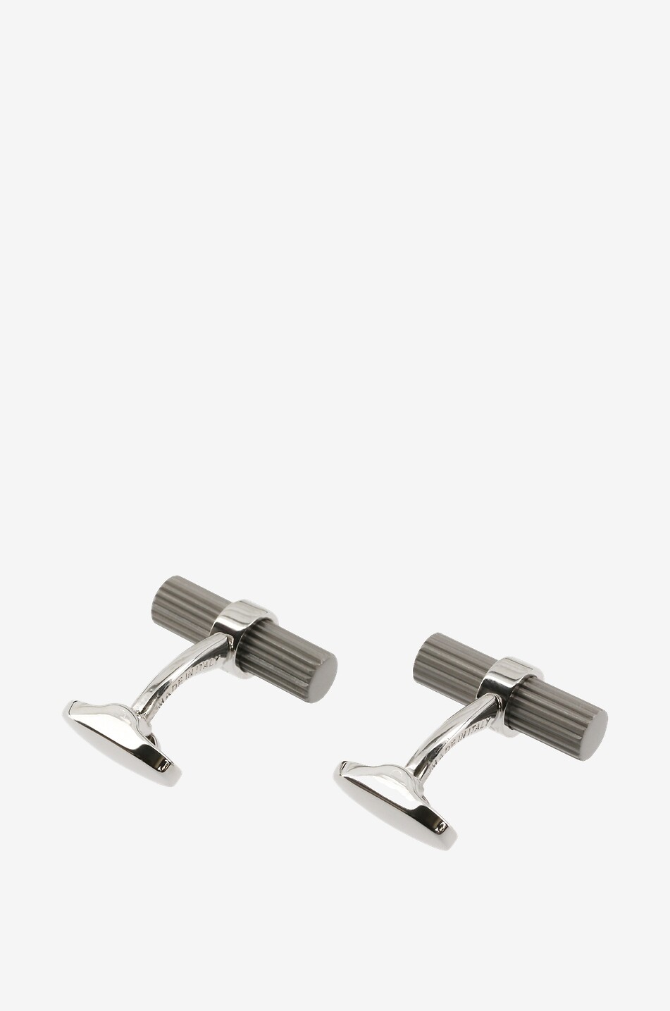 MON ART FIRENZE Rigato cylinder shaped cufflinks Men STEEL COLOURED 2