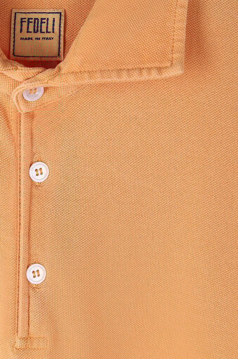 FEDELI Polo manches courtes en coton Tommy MM PI Homme ORANGE CLAIR 3