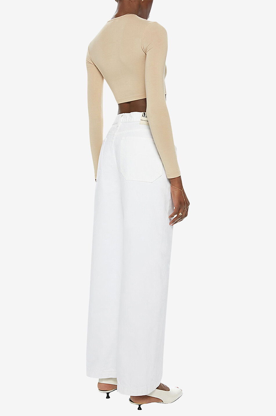 MOTHER Jean à jambes larges en coton The Fun Dip Utility Femme BLANC 5