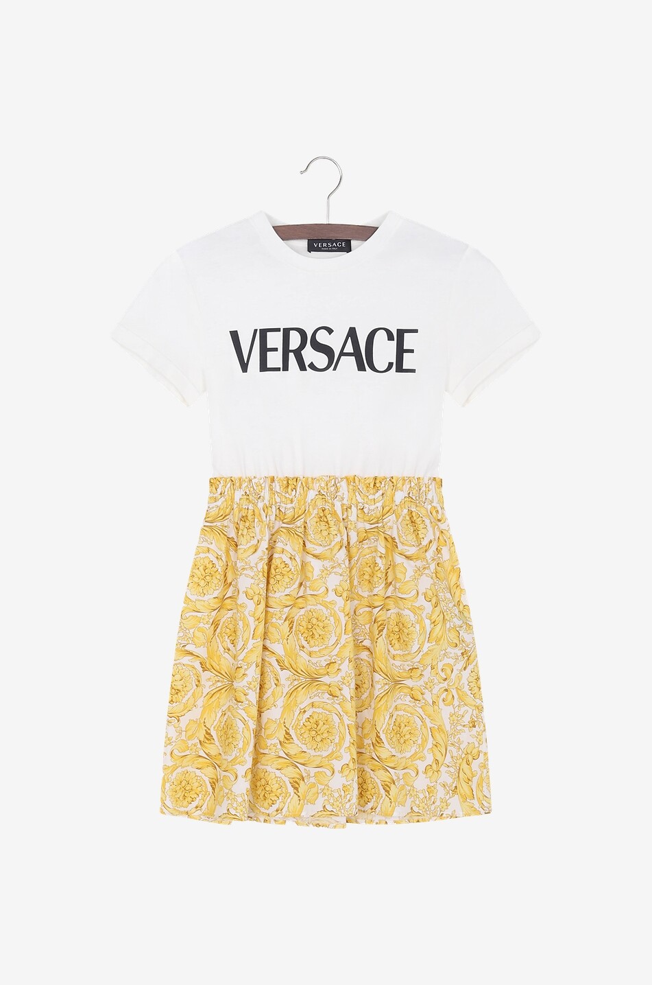 Mädchen-Kurzarm-Materialmix-Kleid Barocco