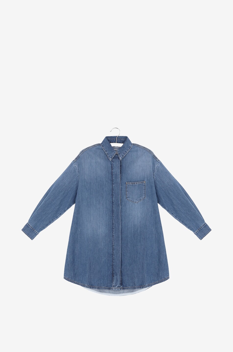 Robe chemise courte fille en denim délavé